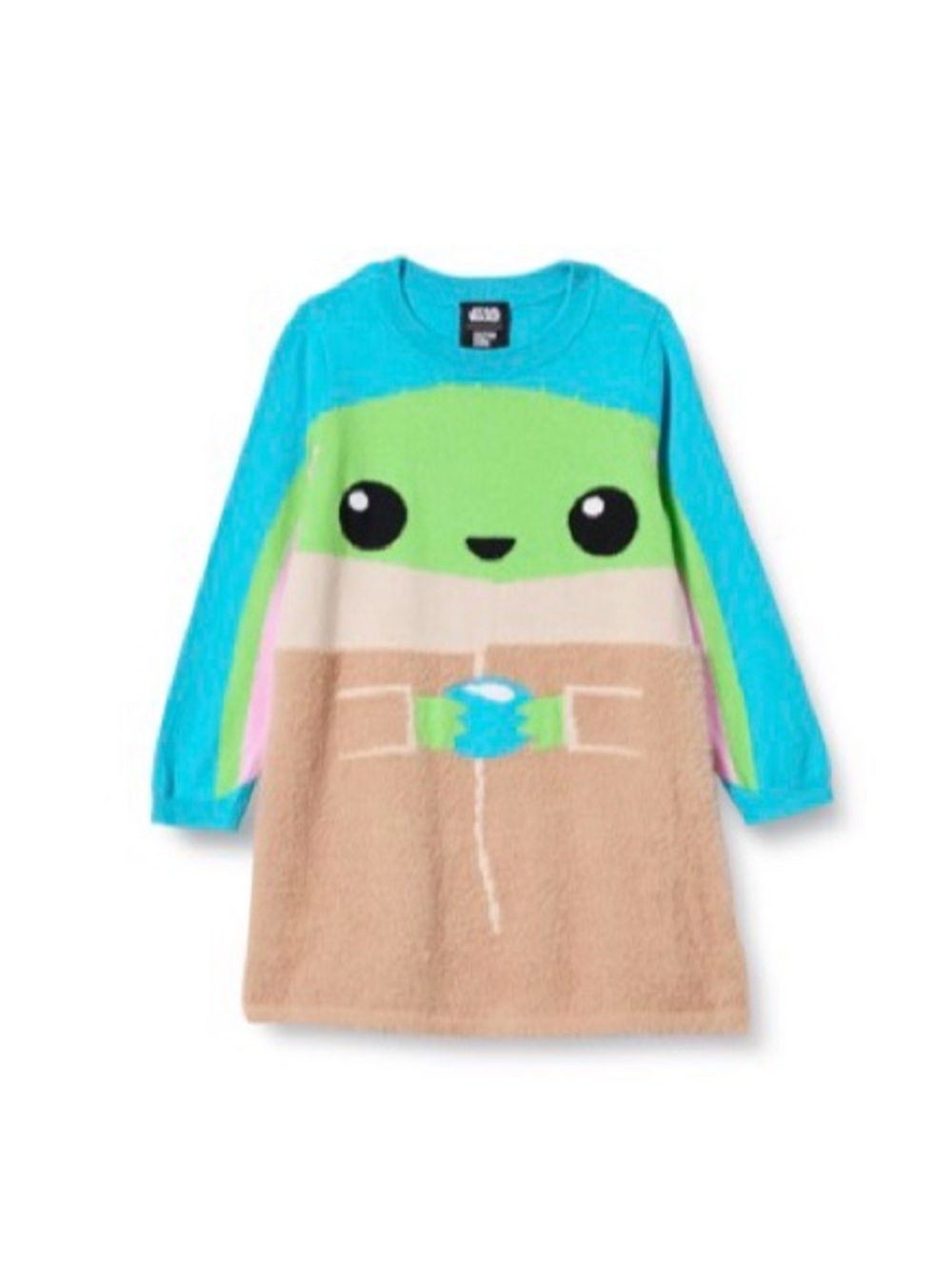 Amazon Essentials Girls' Blue, Green and Tan Character Fleece Dress